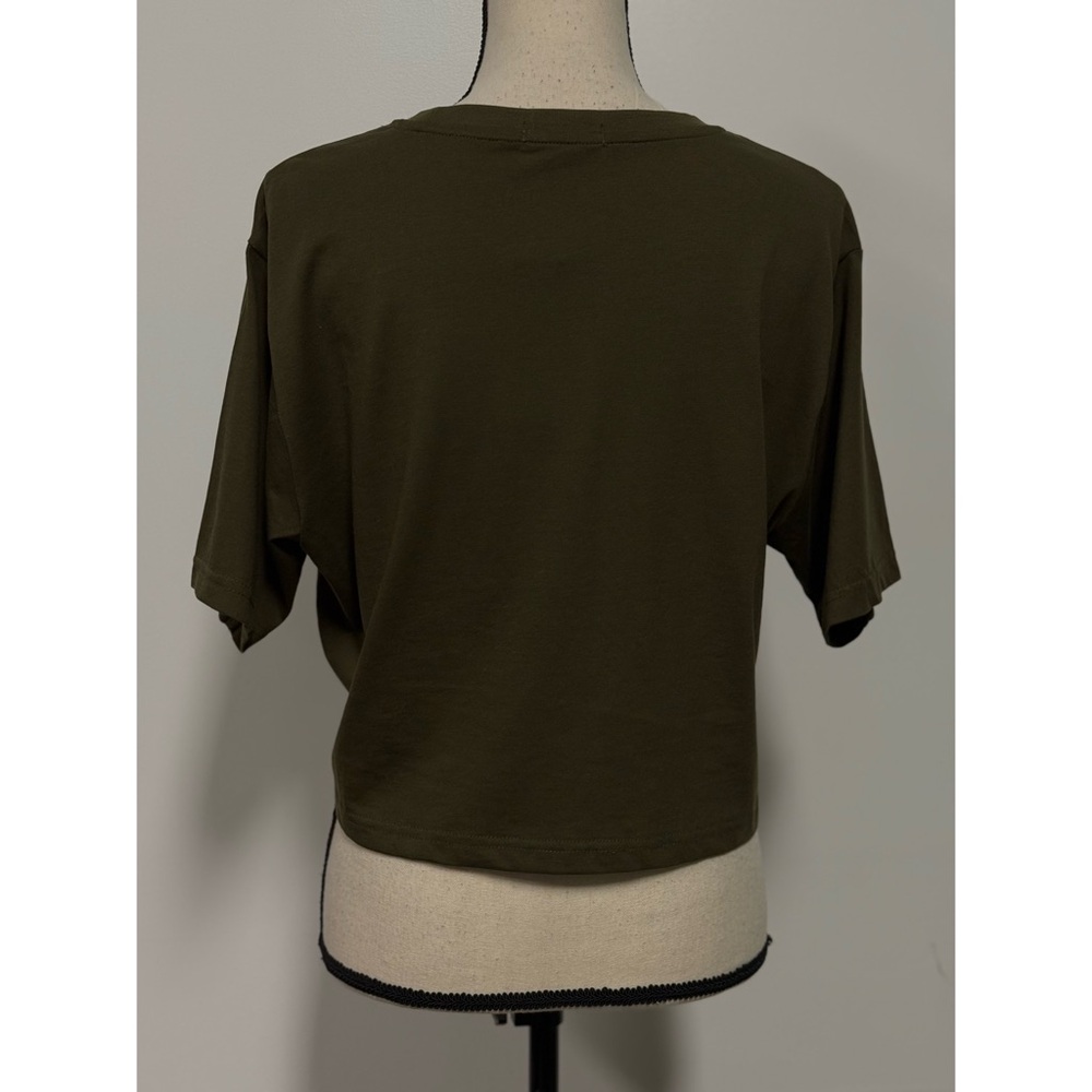NWT Fashion Nova Elisa Relaxed Crop Tee Green Size L - Picture 3 of 3